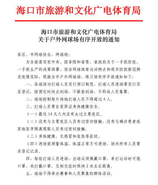 ?？趹敉饩W球場有序開放 每片場地不得超過4人